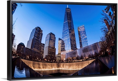 World Trade Center memorial at twilight, World Trade Centre, New York City