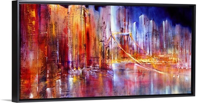 Cityscape With Skyscrapers And Bridge