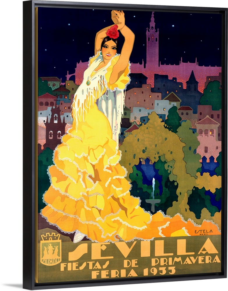 1933 Sevilla Fiesta Vintage Advertising Poster