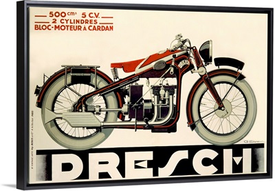 Dresch, 500 CC Motorcycle, 1935, Vintage Poster