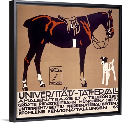 Horse and Fox Terrier, Universitats Tattersall, Vintage Poster, by Ludwig Hohlwein