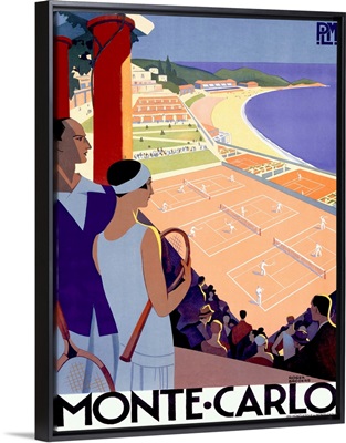 Monte Carlo Riviera Tennis Resort Vintage Advertising Poster