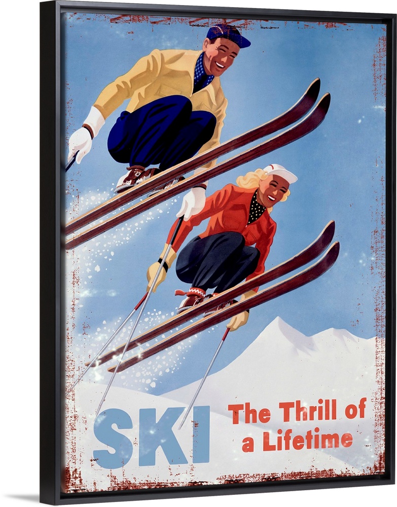 Ski The Thrill of a Lifetime Vintage Advertising Poster