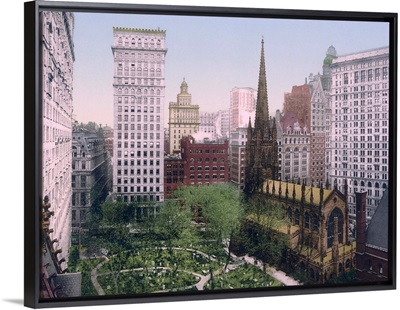 Sky Scrapers Overshadowing Trinity Church New York