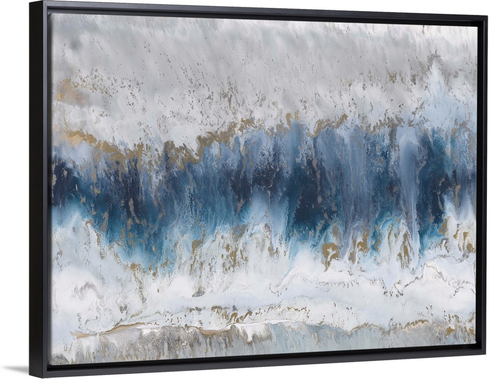 Contemporary abstract painting using blue and gray tones resembling agate.