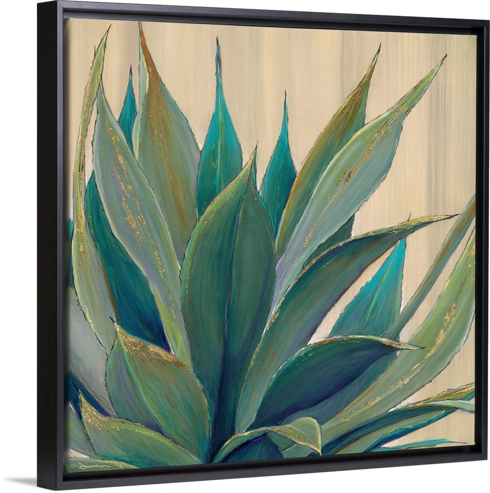 Contemporary home decor artwork of an agave plant against a neutral background.