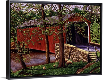 Covered Bridge and Sheep