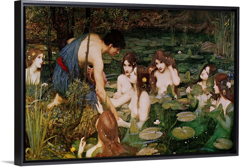 Hylas collecting water, the Nymphs in a pond.