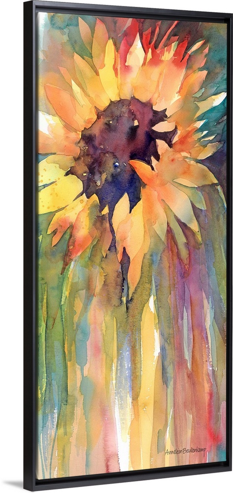 Contemporary watercolor painting of flowers.