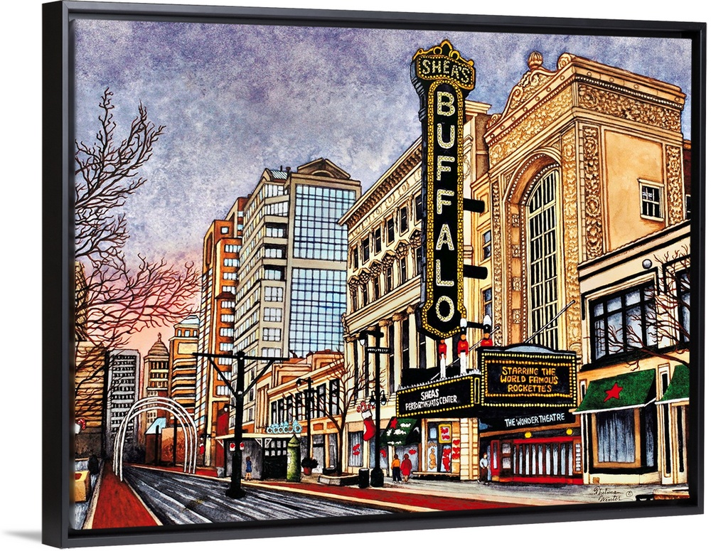 Contemporary painting of a town in Buffalo New York.