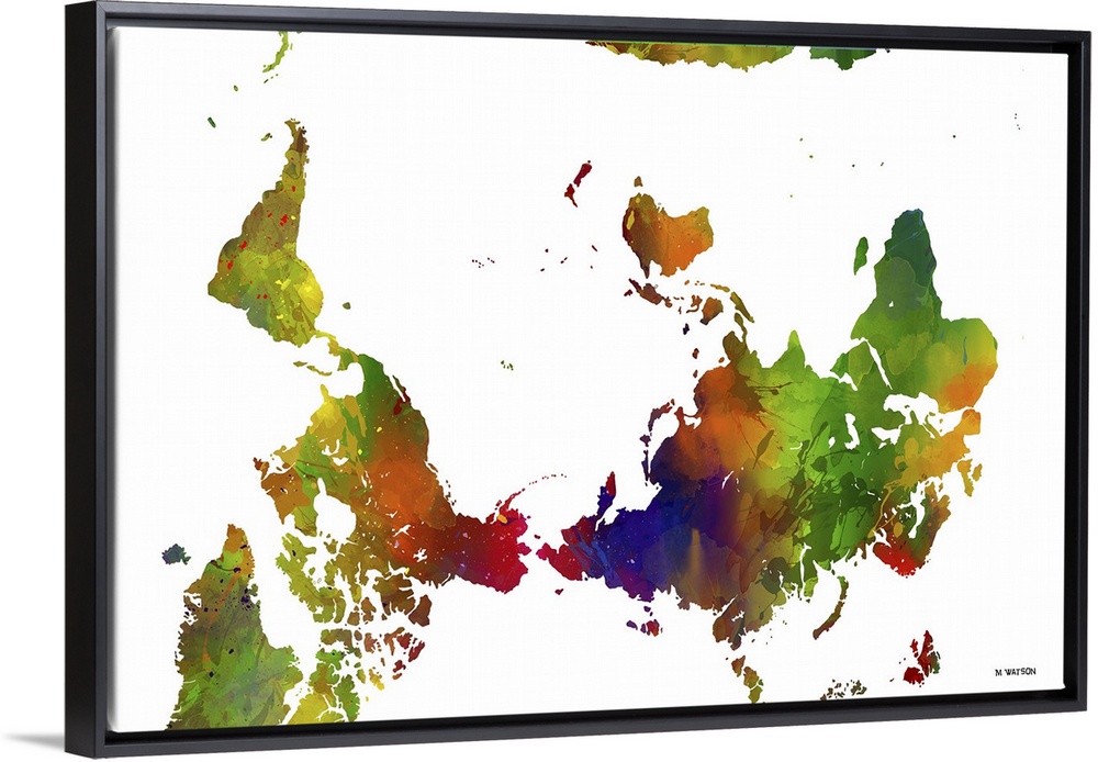 Contemporary colorful watercolor world map.