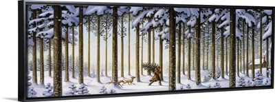 Winter Scene Man With Tree