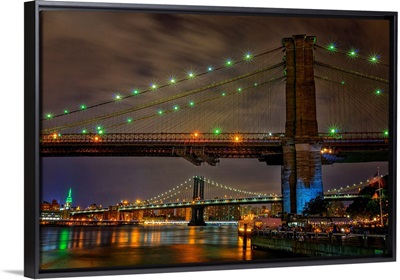 Brooklyn Bridge And Manhattan Bridge At Night