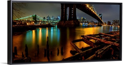 Manhattan Bridge And Brooklyn Bridge Panoramic View