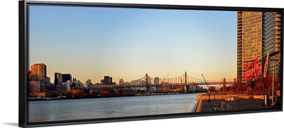 Queensboro Bridge Panoramic View At Sunset