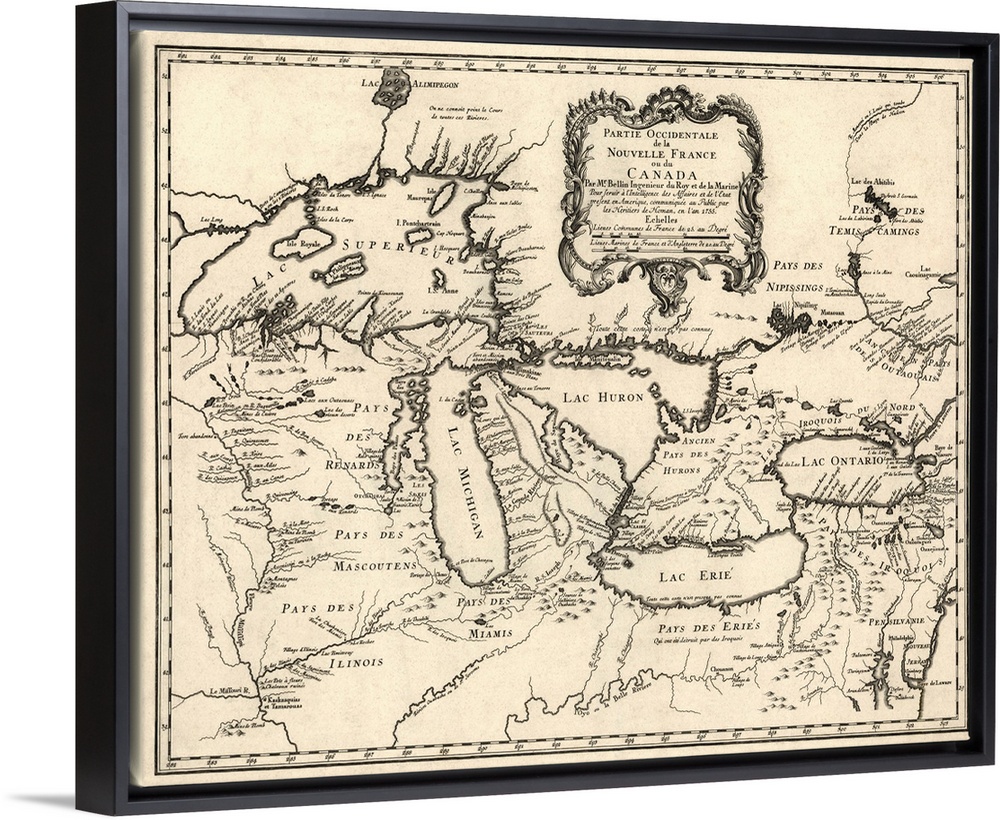Map of the Great Lakes region, covering the area from Lake Superior to western Quebec, and from Delaware Bay to the Missis...