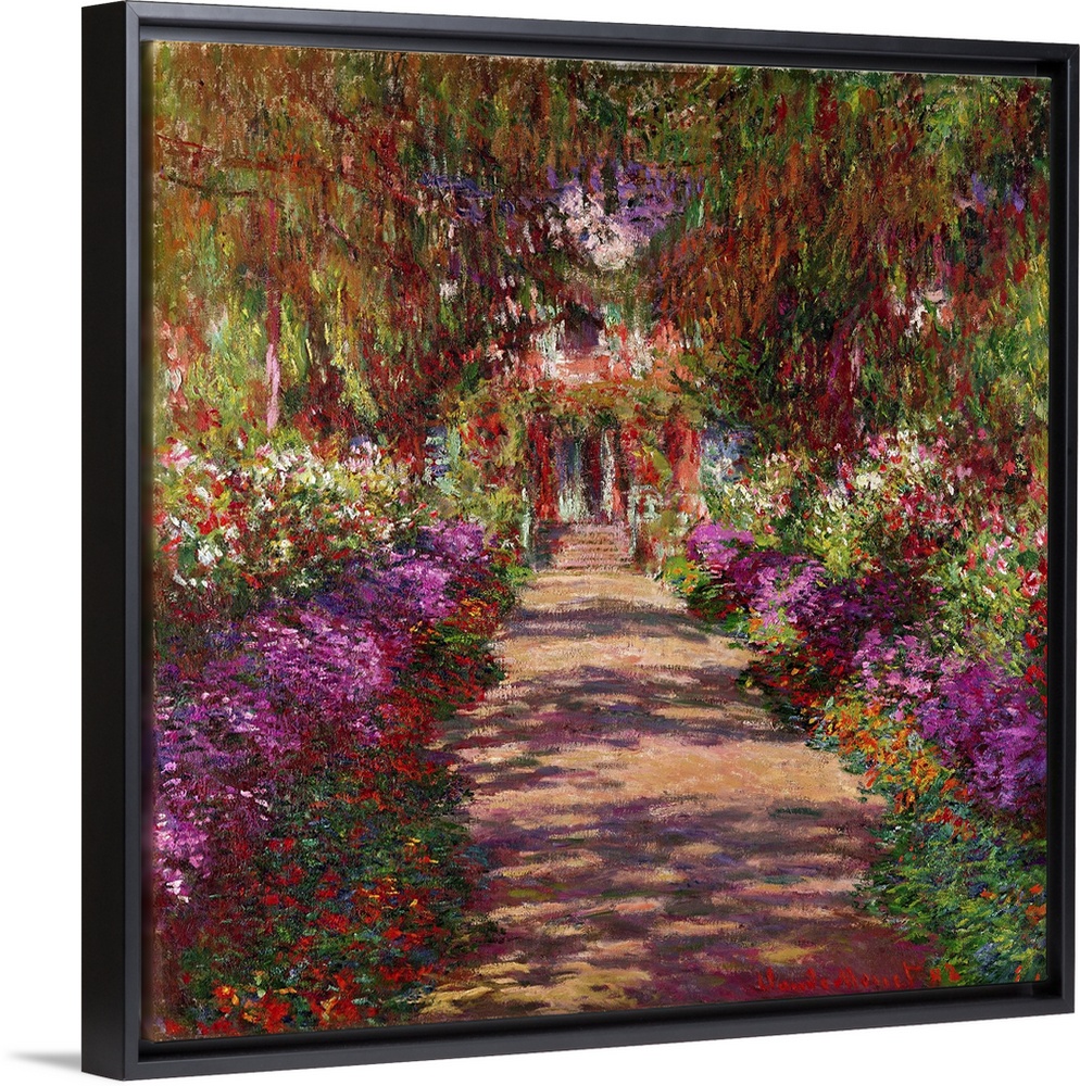 This is an Impressionist painting showing the bright light and mid-day shade of this flower filled scene for home or offic...