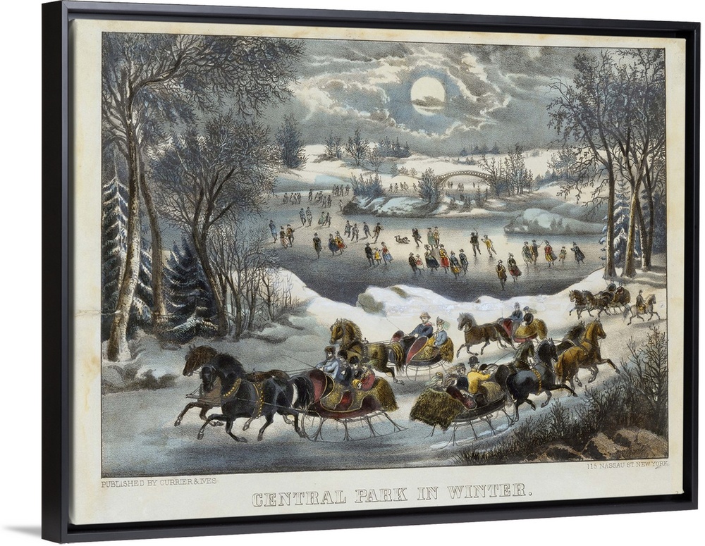 Central Park in Winter, 1877-94 (originally hand-coloured lithograph) by Currier, N. (1813-88) and Ives, J.M. (1824-95)