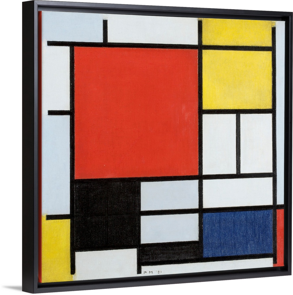 Composition with large red plane, yellow, black, gray and blue, 1921 (originally oil on canvas) by Mondrian, Piet (1872-1944)