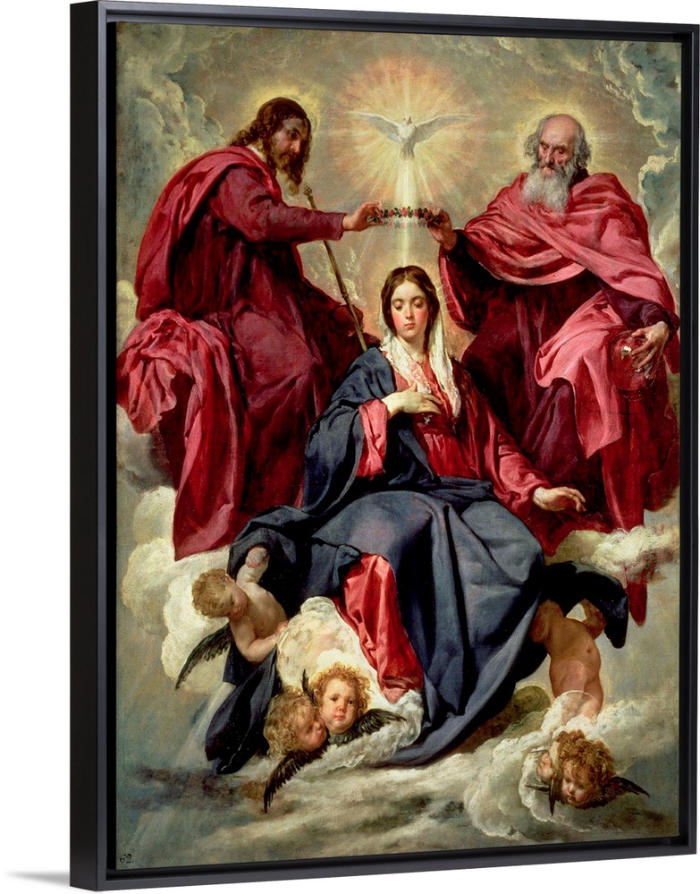 XIR61813 Coronation of the Virgin, c.1641-42 (oil on canvas)  by Velazquez, Diego Rodriguez de Silva y (1599-1660); 176x12...