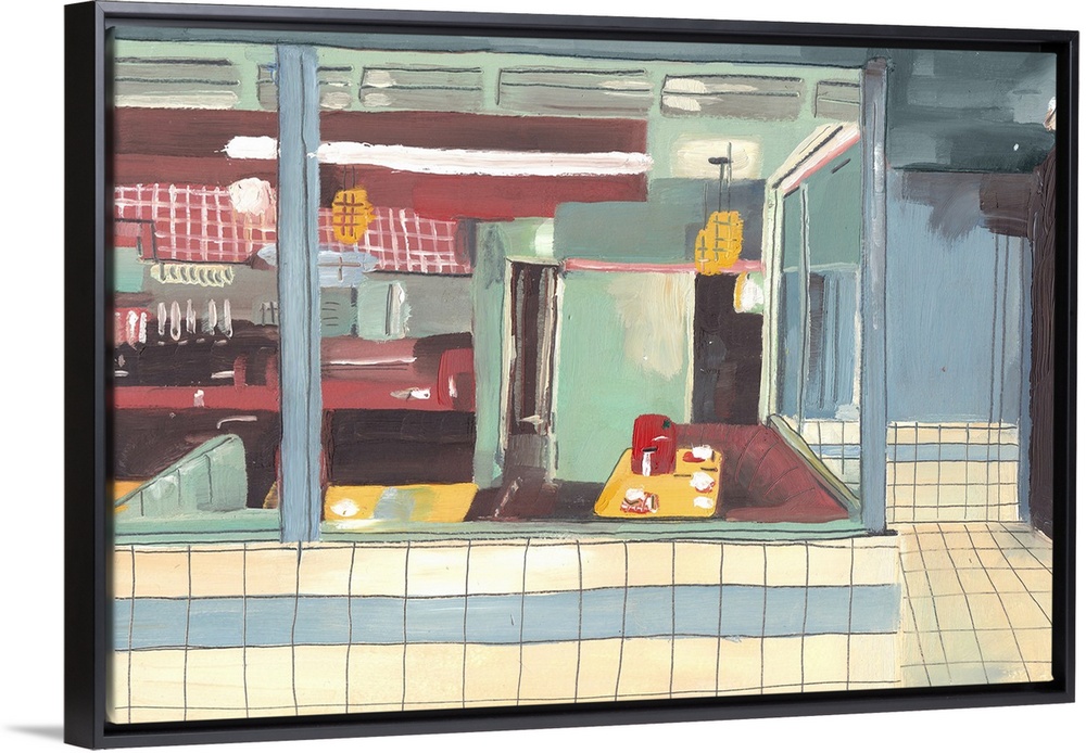 Diner, 2012, oil on paper.  By Grace Helmer.