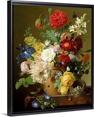 Flower Still Life on a marble ledge, 1800 01