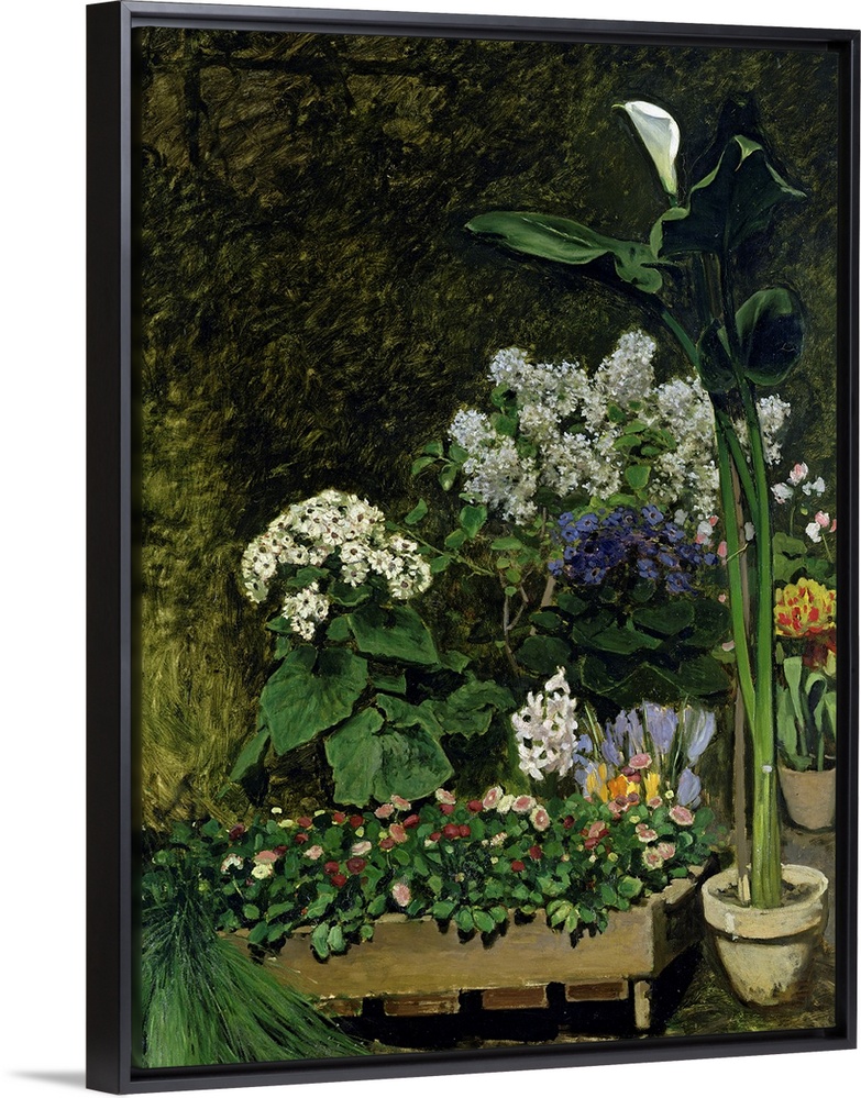 Flowers in a Greenhouse, 1864 (oil on canvas)  by Renoir, Pierre Auguste (1841-1919); Hamburger Kunsthalle, Hamburg, Germa...