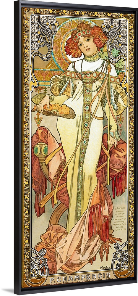 Four Seasons: Autumn, 1900 (originally colour litho on silk) by Mucha, Alphonse Marie (1860-1939)