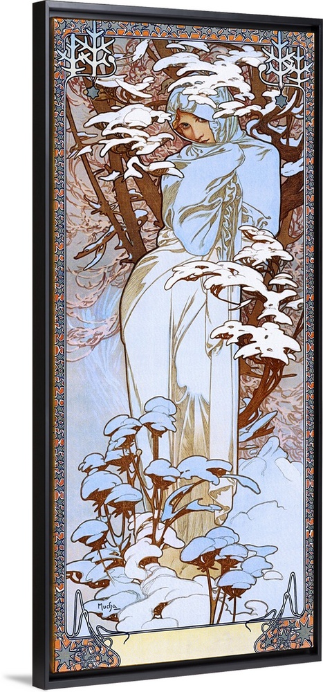 Four Seasons: Winter, 1900 (originally colour litho on silk) by Mucha, Alphonse Marie (1860-1939)
