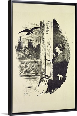 Illustration for The Raven, by Edgar Allen Poe, 1875