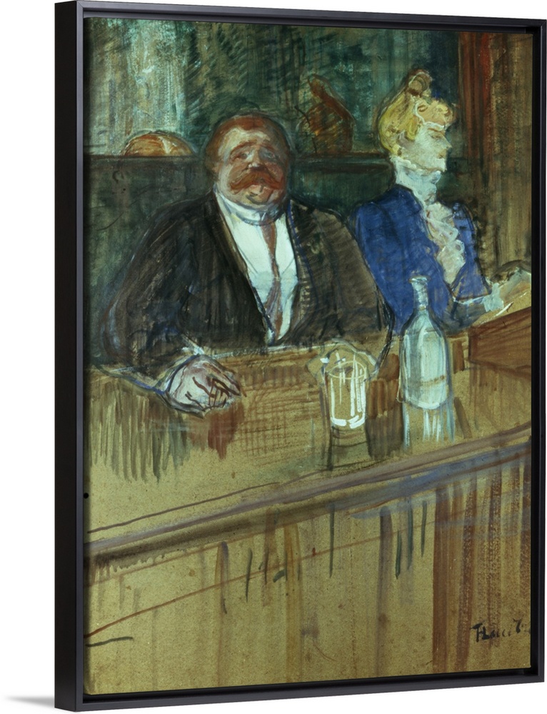 XIR20086 In the Bar: The Fat Proprietor and the Anaemic Cashier, 1898 (gouache on paper); by Toulouse-Lautrec, Henri de (1...