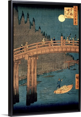 Kyoto bridge by moonlight, from the series '100 Views of Famous Place in Edo', 1855