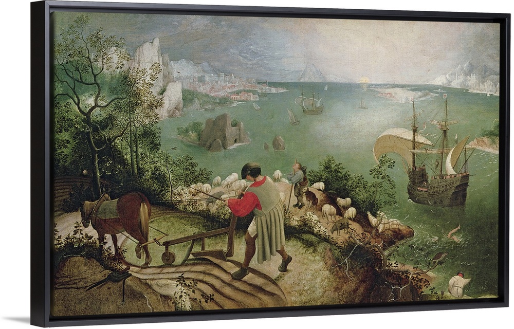 XIR3675 Landscape with the Fall of Icarus, c.1555 (oil on canvas)  by Bruegel, Pieter the Elder (c.1525-69); 73.5x112 cm; ...