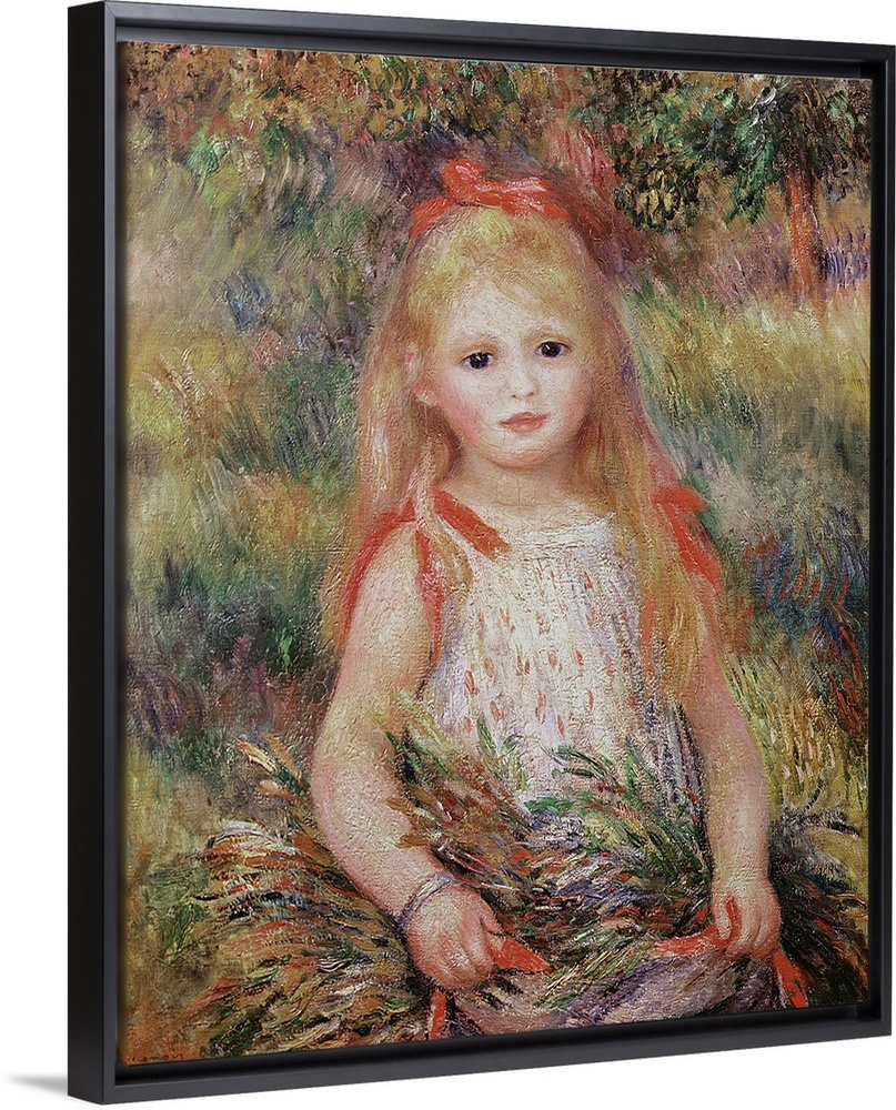 XIR72601 Little Girl Carrying Flowers, or The Little Gleaner, 1888 (oil on canvas); by Renoir, Pierre Auguste (1841-1919);...