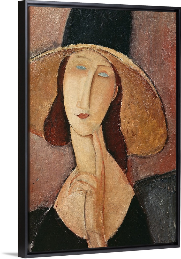Portrait of Jeanne Hebuterne in a large hat, c.1918-19