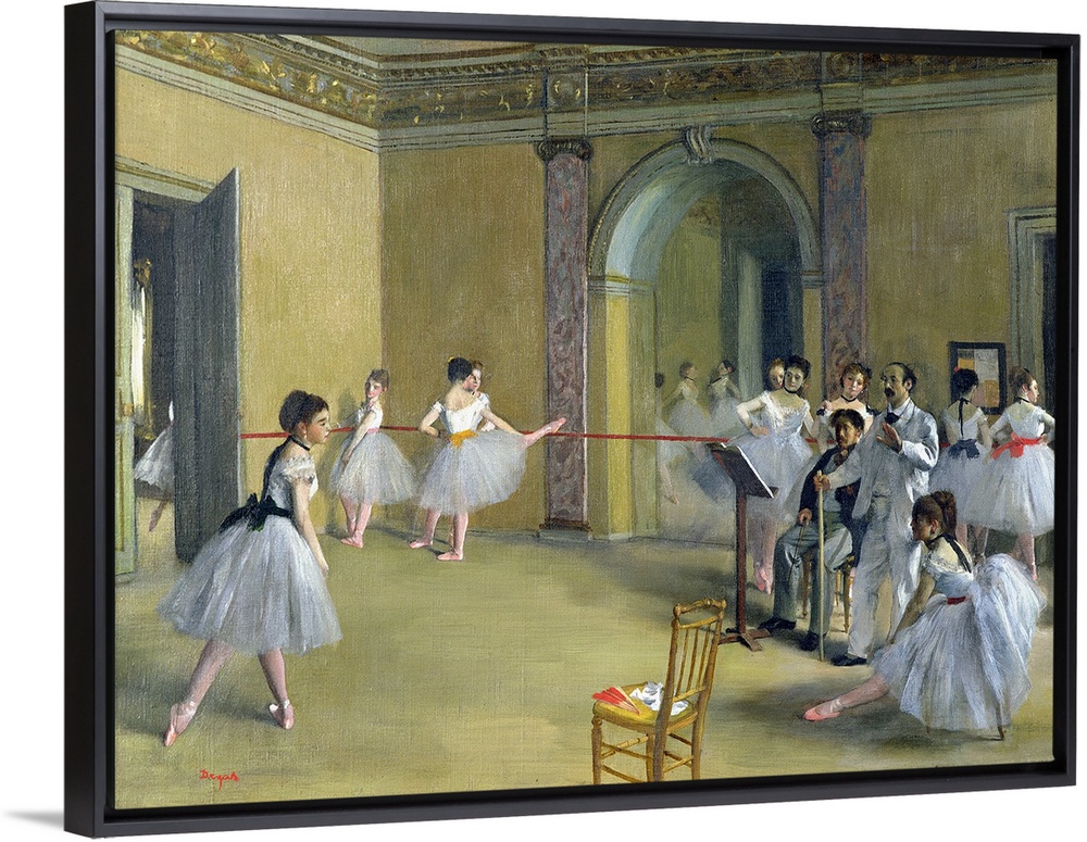 The Dance Foyer at the Opera on the rue Le Peletier, 1872 (oil on canvas)  by Degas, Edgar (1834-1917); Musee d'Orsay, Par...