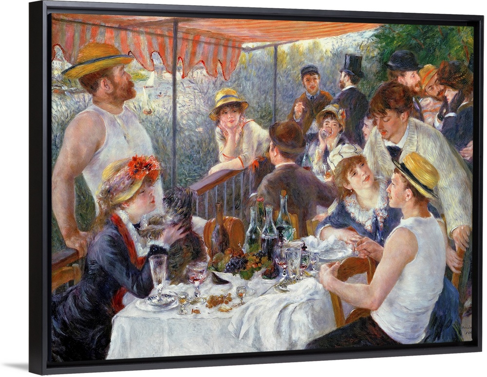 Huge classic canvas art showcases a group of sophisticated people wearing a variety of hats, suits and dresses while they ...