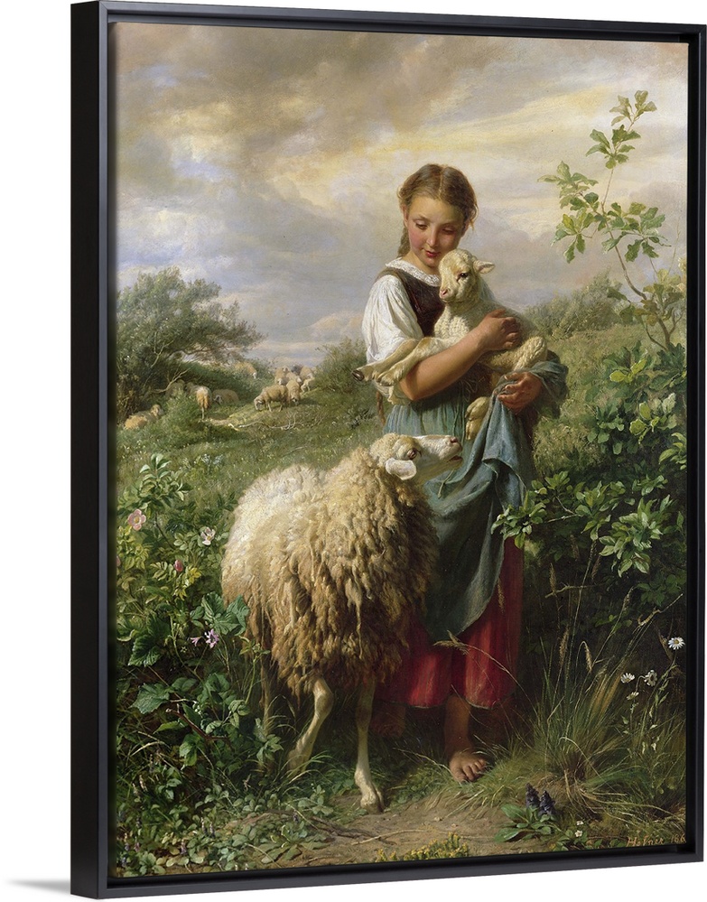 CH35082 The Shepherdess, 1866 by Hofner, Johann Baptist (1832-1913); Private Collection; Photo .... Christie's Images; Ger...