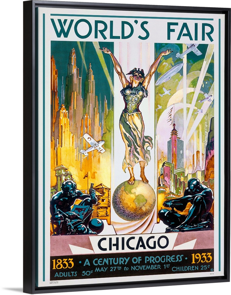Vintage advertisement of Chicago Worlds Fair, 1933.