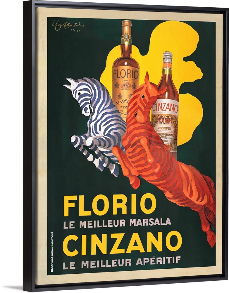 Vintage advertisement of french wine and spirit company, Florio e Cinzano, 1930.