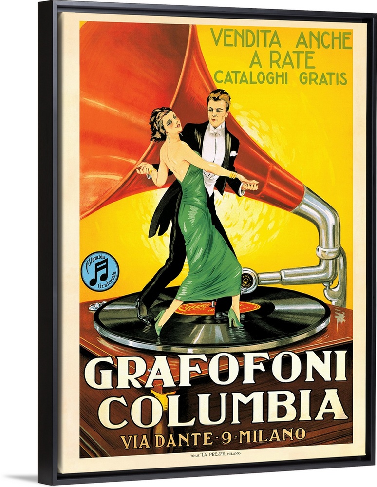 Vintage advertisement of Grafofoni Columbia, 1920 ca