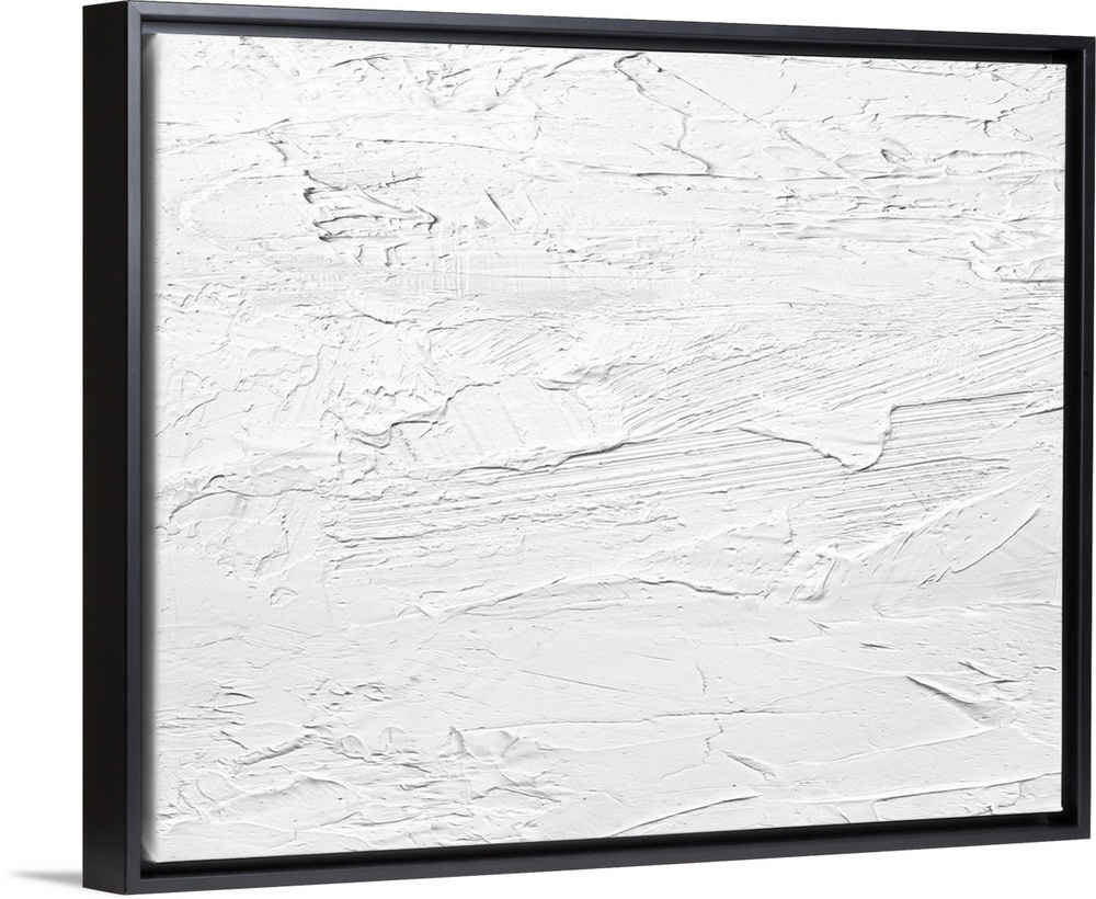 Originally painted with thick white textured paint. The final item is digitally printed in shades of white and gray.