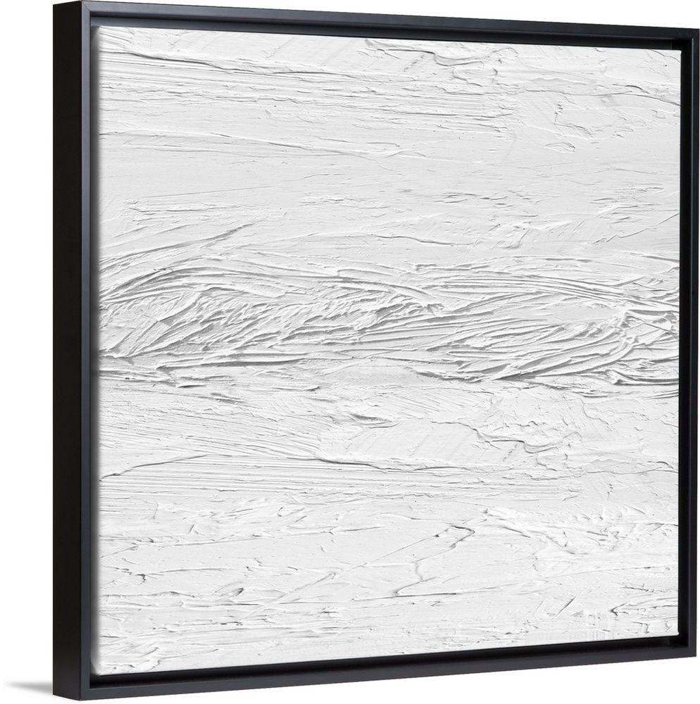 Originally painted with thick white textured paint. The final item is digitally printed in shades of white and gray.