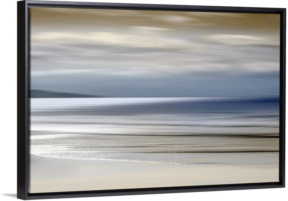 Defocused sunset sky and ocean nature background with blurred panning motion.