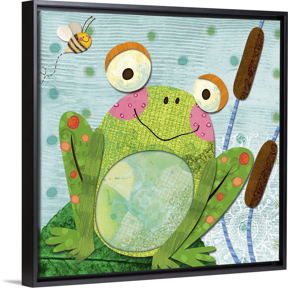Playful art with bright, bold and happy critters.  Perfect for kids room or playroom.
