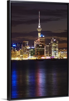 Auckland CBD, Skytower, and Waitemata Harbour, New Zealand
