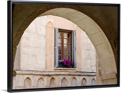 France, Corsica, Window And Walls In Old Town Of Bonafacio