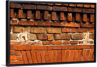 Georgia, Savannah, Brick on an old building in the Historic District