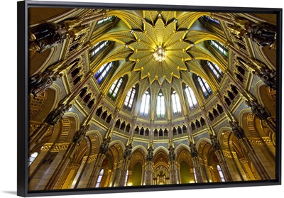 Hungary, Budapest. Interior dome of Parliament Building