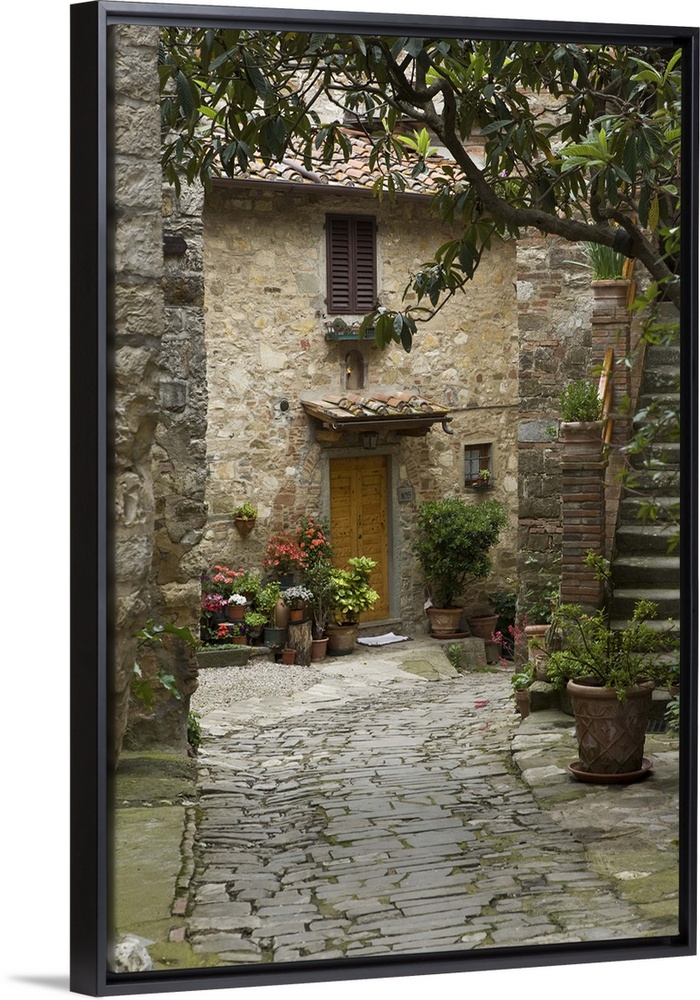 Italy, Tuscany. Quaint village lane in Montefiorale.